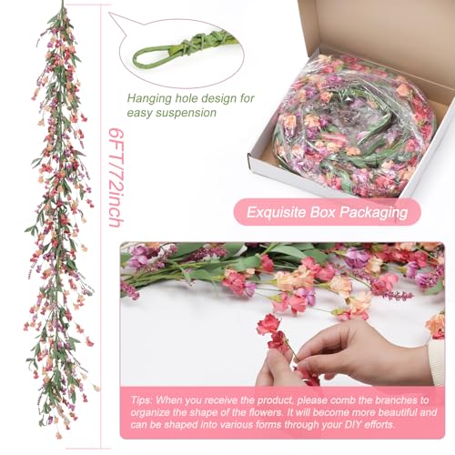 Artgar Flower Garland 6Ft Spring/Summer Garland Floral Garlands for Mantle All Year Round Paper Garlands Decor for Indoor ...