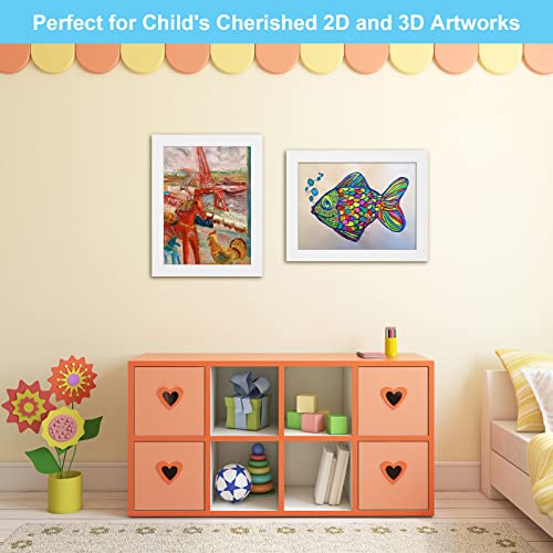 [2-Pack] Kids Art Frames, 8.5x11 Front Opening Kids Artwork Frames Changeable, White Artwork Display Storage Frame for Wal...