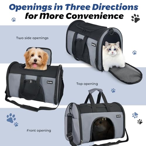 Zavothy TSA Airline Approved Soft-Sided Pet Carrier for Small to Medium Cats and Puppies, Up to 15 Lbs – Collapsible Trave...