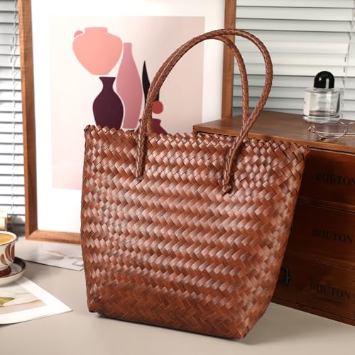 Tavaleu Straw Beach Bags for Women, Tote Handbag Shoulder Bag for Women, Beach Straw Purse Buckets Summer Fashion Hobo Bags