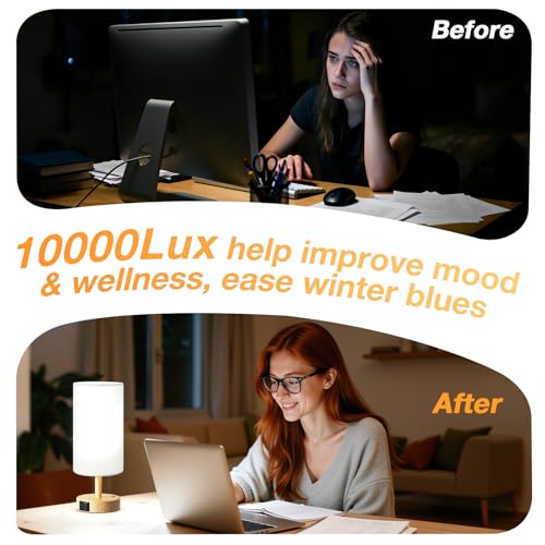 Dicoool Light Therapy Lamp 10000 Lux, Happy Light CRI>95 Sun Lamp with Remote, 3 Color Temperatures & Stepless Dimming, Su...