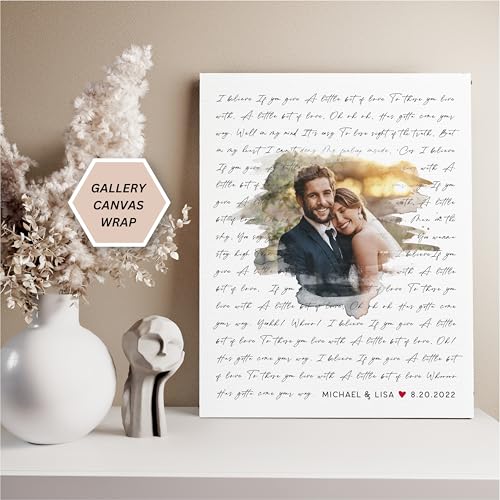 Personalized Song Lyrics Wall Art with Photo – Custom Wedding Song or First Dance Lyrics Print – Romantic Gift for Couples...
