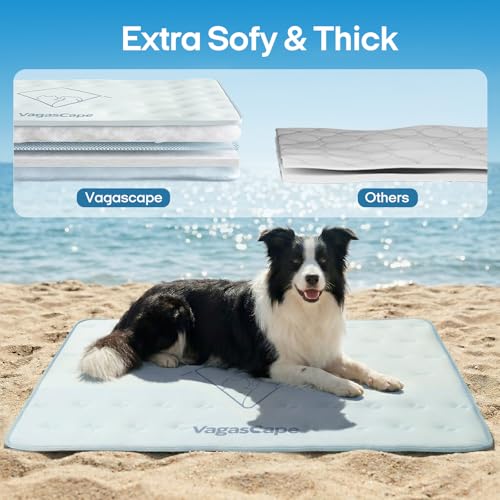 Vagascape Dog Cooling Mat 3.0 Double-Sided Usable, Thick Durable Pet Cooling Mat for Extra Large Pet, 35" x 23" Washable C...