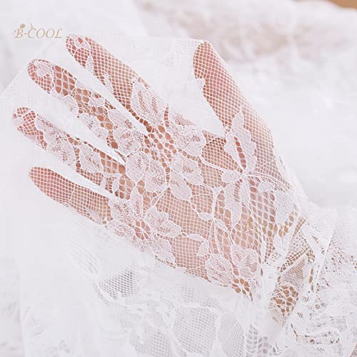 B-COOL White Lace Tablecloth 60 X120 Inches Rectangle Vintage Embroidered Bridal Wedding Tablecloths Sheer Overlay for Rus...