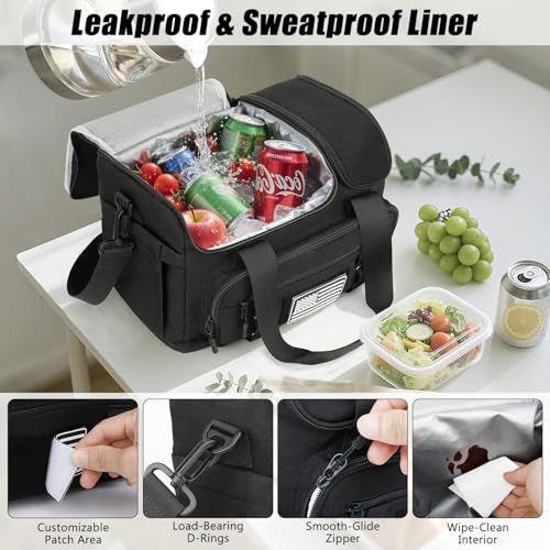 ETRONIK Tactical Lunch Bag for Men, 15L Insulated Lunch Box with Hot/Cold Compartments, Men's Lunch Box Fits 3 Meals + Sna...