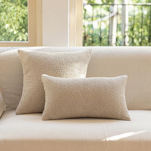 GEEORY Decorative Throw Pillow Covers 22x22 Inch Pack of 2,Textured Boucle Neutral Cushion Cases for Bed Couch Sofa, Accen...