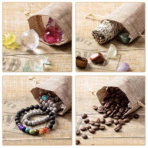 Homum 30Pcs Premium Burlap Gift Bags with Drawstring and 30Pcs Gift Tags & String, 3x4 Inch Reusable Gift Bags, Burlap Bag...