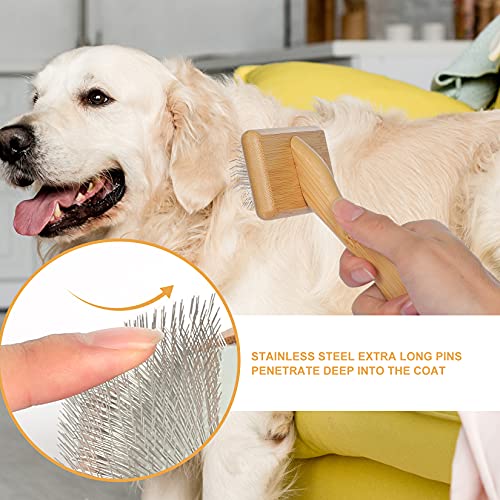 Muse&Iris Dog & Cat brush, Pet Slicker Brush with Bamboo Handle for Large Medium & Short Hair Elegant Grooming Comb for Re...