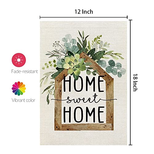 AACORS Eucalyptus Garden Flag 12×18 Inchl Floral Home Sweet Home Decorative Double Sided Holiday Farmhouse Seasonal Outsid...