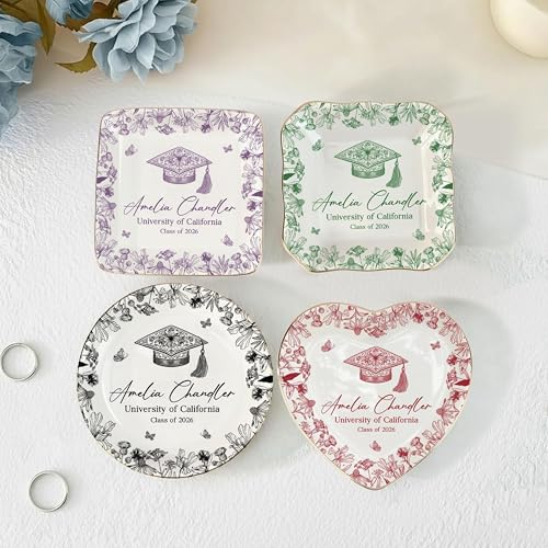 LOVELYPOD Personalized Graduation Trinket Tray, Personalized College Ring Dish, Custom College Grad Gift, 2026 Graduation ...