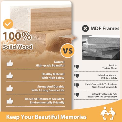 Egofine 8x10 Picture Frames Set of 4, Made of Solid Wood Covered by Plexiglass 4x6 and 5x7 with Mat or 8x10 without Mat, f...