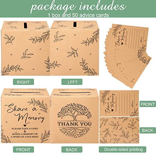 Pajean 50 Pcs Share a Memory Cards for Collections of Life, Memory Cards Box for Guest Ideas Funeral Graduation Wedding Br...