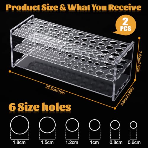 Novabright 2 Pack 105 Holes Acrylic Paint Brush Holder Organizer, Clear Pen Display Stand Rack Detachable Makeup Brush Hol...