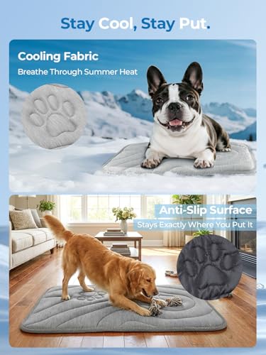Pawhoo Dog Cooling Mat, Anti-Slip, Thick 3D Orthopedic Summer Pad for Dogs & Cats, Q-MAX > 0.5, Non-Toxic, Machine Washabl...