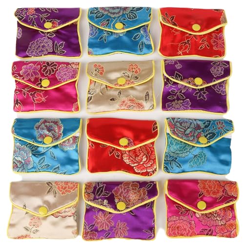 OceeK Travel Jewelry Case,Jewelry Silk Purse Pouch Gift Case, for Women Teen Girl Gifts,Color,15 Pack,Small