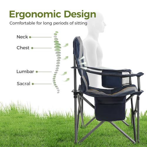 ALPHA CAMP Heavy Duty Camping Chair 500LBS Capacity, Oversized Folding Chair for Heavy People, Padded Portable Outdoor Cha...