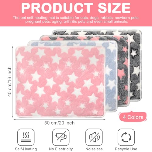 Clysee 4 Pack Self Heating Cat Bed Cat Self Warming Pad with Removable Cover Extra Warm Thermal Pet Pad Washable Pet Crate...