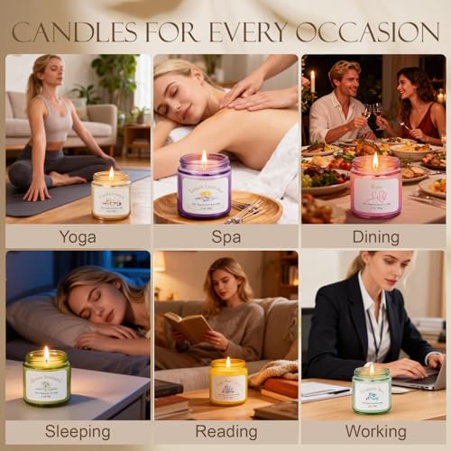 6 Pack Candles for Home Scented | Aromatherapy Candles Gift for Women,Soy Wax Long Lasting Jar Candles Gift Set for Women ...