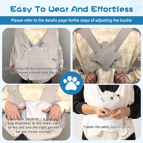 Geelraqaly Carry Small Dogs and Cats for Versatile Pocket Portable Pet Front Backpack ，Reducing Back Pain, for outings,Tra...