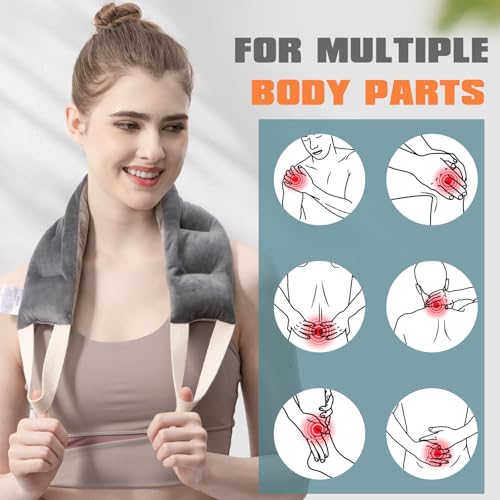 uncn Heating Pad for Neck Shoulders and Back Microwavable Wrap Weighted Neck Warmer 32x5in Microwave Heat Wrap Rice Beanba...