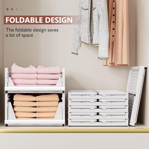 CTSNSLH 5 Pack Closet Organizers Storage Box, Closet Storage Stackable Storage Bins, Plastic Drawer Basket for Wardrobe Cu...