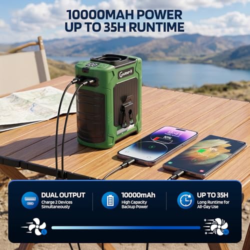 Waist Fan, 10000mAh Rechargeable Belt Clip Fan, 59ft/s Airflow, 18500RPM 6-Speed, Up to 35H, 8-in-1 Hands-Free Personal Co...