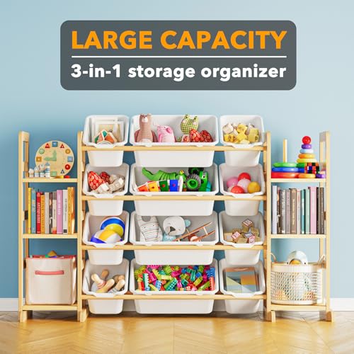 SpaceAid Toy Storage Organizer with 6 Shelves and 12 Bins, Bookshelf/Bookcase, Kids Bin Shelf, Toys Box for Playroom Organ...