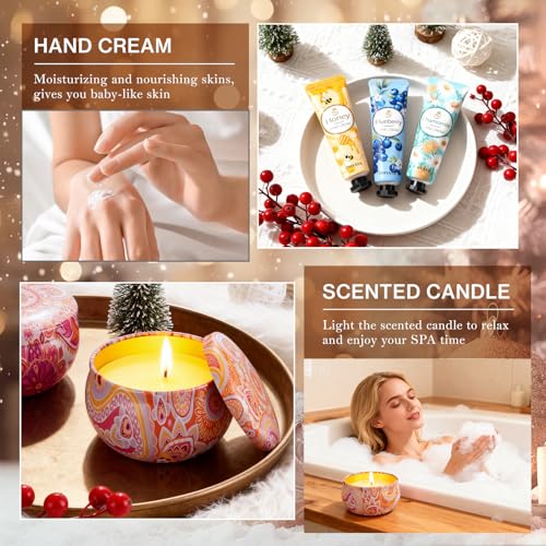 Candle Set, Gifts Set for Women, Teacher Appreciation Gift, Scented Candles & Hand Cream Lotion Set, Mother's Day Gift, Bi...