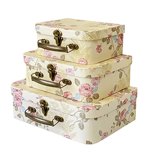 Amedoo Paperboard Suitcases(Set of 3), Gift Boxes With Lids For Presents, Photo Storage, Dolls, Perfect for Home Decoratio...