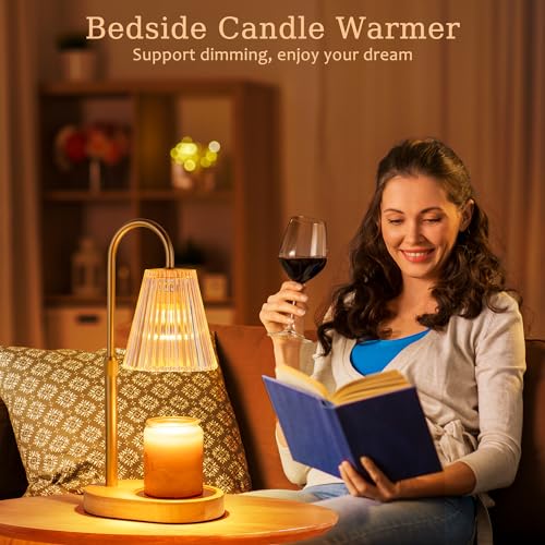 Candle Warmer Lamp with Timer - Electric Candles Wax Warmers Glass Lamps for Jar Candles Burner Adjustable Height and Dimm...