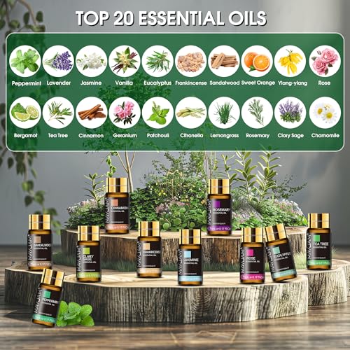 MAYJAM Tea Tree 20 Pcs Pure Essential Oil Gift Set, for Diffuser, Humidifiers, Skin Care, Massage, Fragrance Oil Scent for...