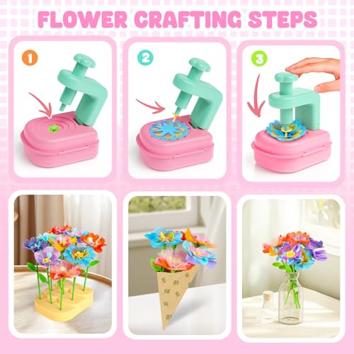 beefunni Flower Making Kit for Kids, DIY Flower Bouquet Kit, Arts and Crafts for Kids Ages 4-8, Colorful Flower Maker Toys...