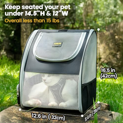 Conlun Cat Backpack Carrier for Small Dogs and Cats Fit Up to 15 Lbs,Small Dog Backpack, Foldable with 3-Side Mesh Window...