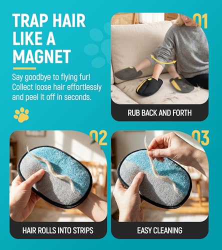 Bispoy Pet Hair Removal Glove for Dogs & Cats - Upgraded Reusable Electrostatic Pet Hair Glove, Pet Hair Remover Tool for ...