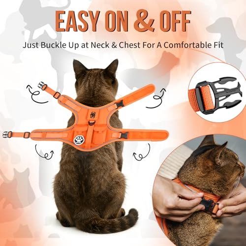 OneTigris Cat Harness and Leash - Escape Proof Soft Adjustable Cat Harness, Breathable, Comfortable, Durable Water-Resista...