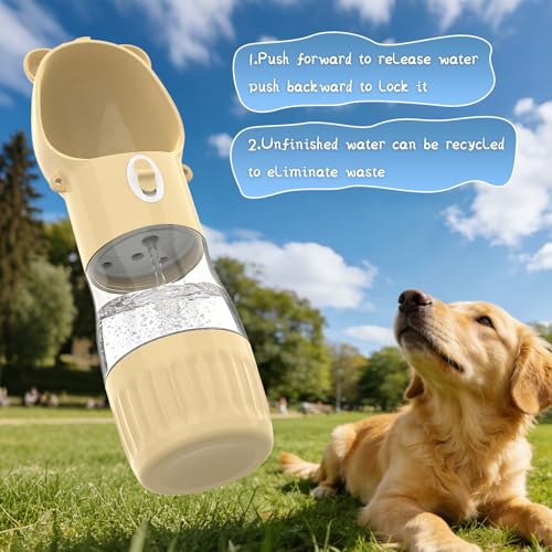 YFL Portable Dog Water Bottle with Food Container - 2 in 1 Travel Puppy Water Dispenser with Crossbody Sling & Strap - Lea...