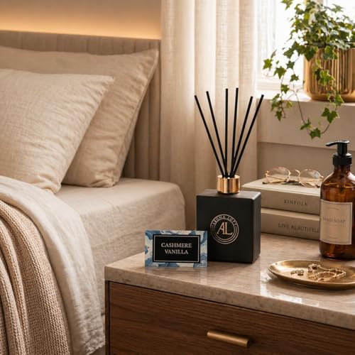 Aroma Loft Black Reed Diffusers for Home | Premium Fragrance Diffuser | Reed Diffuser Sticks in Oil Set with Cashmere Vani...