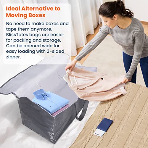 BlissTotes Large Moving Bags, Storage Bags with Zippers, Handles Moving Supplies with lids, Heavy Duty Totes for Storage B...