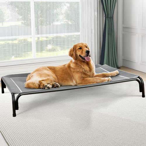 Czpalo Elevated Dog Bed, Raised Outdoor Dog Bed for Large Sized Dogs, Portable Cooling Pet Cot with Breathable & Washable ...