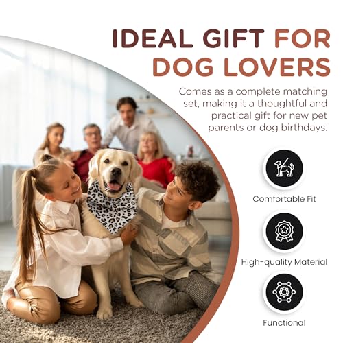 Silly Zilly No Pull Harness and Leash Set - 6-in-1 Adjustable Vest Harness and Collars for Medium and Large Dogs. (Leopar...