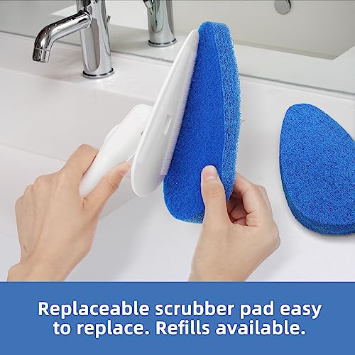 Qaestfy Shower Bathtub Tub Tile Scrubber Cleaning Brush with 51'' Handle, 5 Non-Scratch Scouring Pads, Adjustable Long Han...
