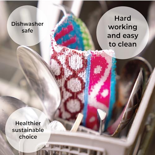 Skoy Scrub, 2-pack Reusable, Non-Scratching Dish Scrubber for Kitchen and Household Cleaning, Planet-Friendly, Dishwasher ...
