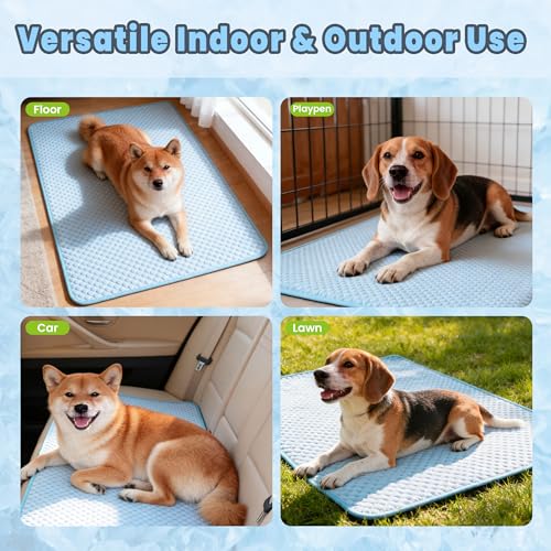 BCBOPE Washable Dog Cooling Mat, Ice Silk Self Cooling Pad for Small Medium Dogs & Cats, Breathable Pet Cooling Blanket fo...