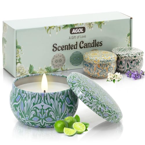 3 Pack Scented Candles Gifts for Women, 2.5 oz Aromatherapy Candles for Home Scented, Natural Soy Candles with Floral Scen...