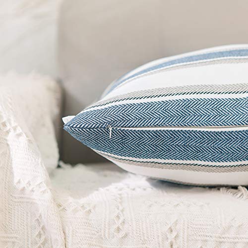 NATUS WEAVER Set of 2,Stripe Pillow Case Soft Linen Rectangle Decorative Throw Cushion Cover Pillowcase with Invisible Zip...