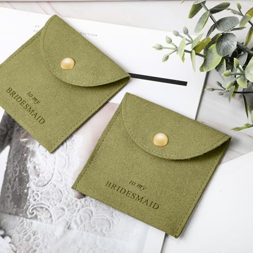 Quelay 16 Pcs Jewelry Bridesmaid Gift Pearl Bracelet Microfiber Jewelry Bag Pouch Set of 8 for Wedding Bridal Party Favor