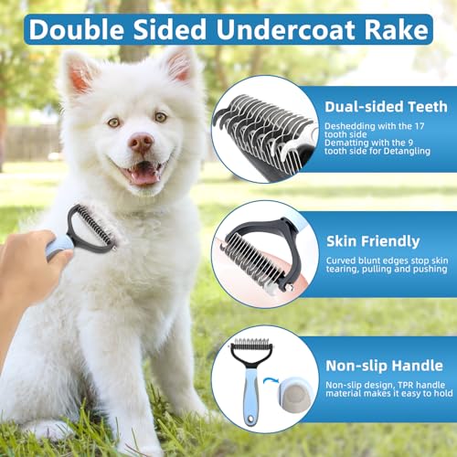 Lanswood Dog Brush Dog Grooming Kit 6PCS Dog Brush for Shedding-Dog Grooming Brushes, Dematting Comb for Dogs, Cat Nail Cl...
