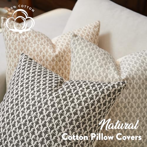 FIOUOVO Floral Pillow Covers 20x20 Pillow Cover Block Print Couch Pillows for Living Room Decorative Neutral Accent Throw ...