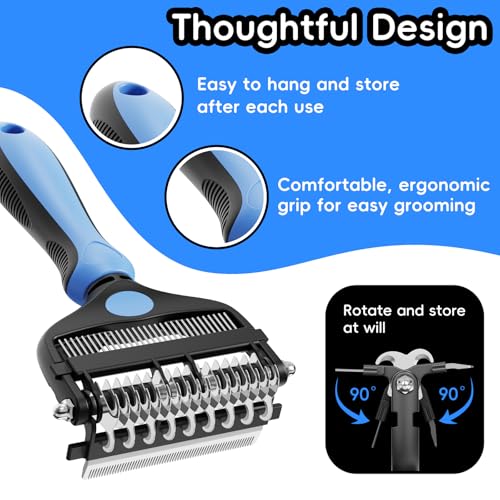 AXEFUN 3-in-1 Professional Pet Grooming Brush for Dogs & Cats – Dematting Comb, Undercoat Rake & Deshedding Tool for Long...