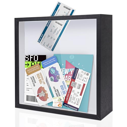 ZEEYUAN Adventure Archive Box 12x12inch Adventure Box for Travel Life in a Box Memories Shadow Box with Slot, Top Loading ...